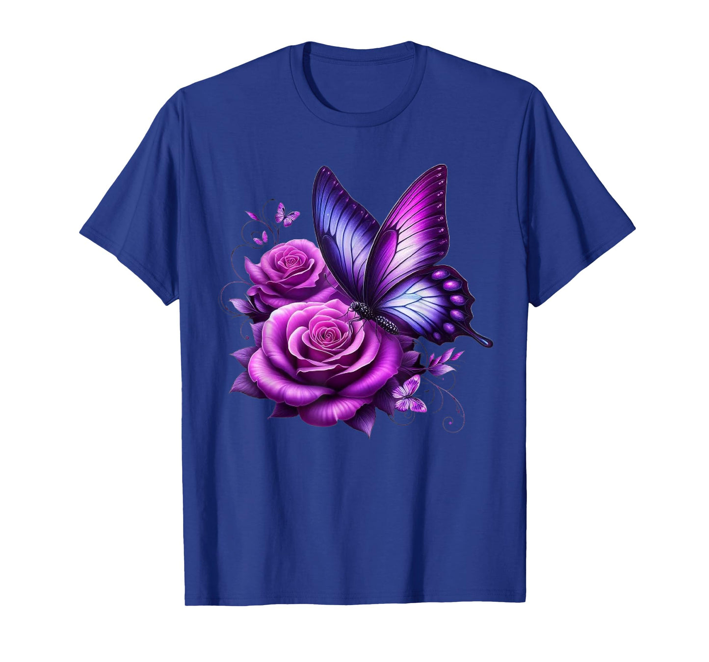 Beautiful Butterfly Purple Rose Butterfly Lovers Gifts Women T-Shirt