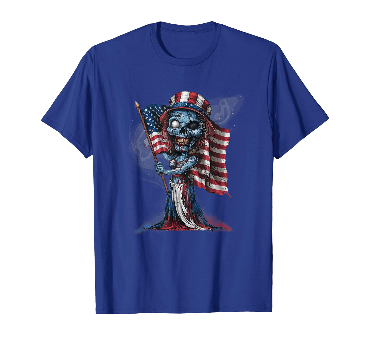 Patriotic Skeleton Halloween American Flag Gothic Horror T-Shirt