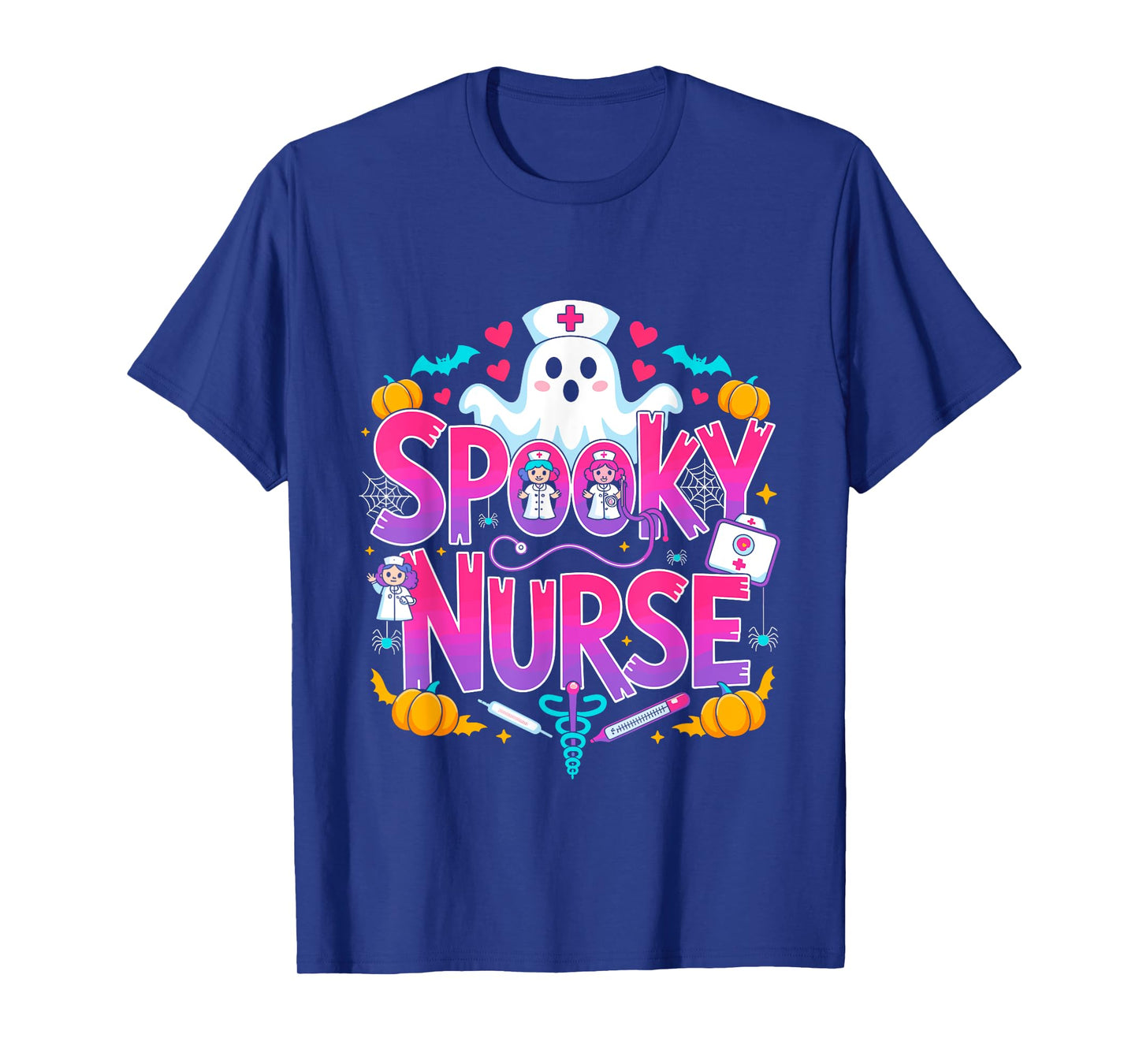 Spooky Ghost Nurse Cute Halloween Pumpkin Candy Costume T-Shirt