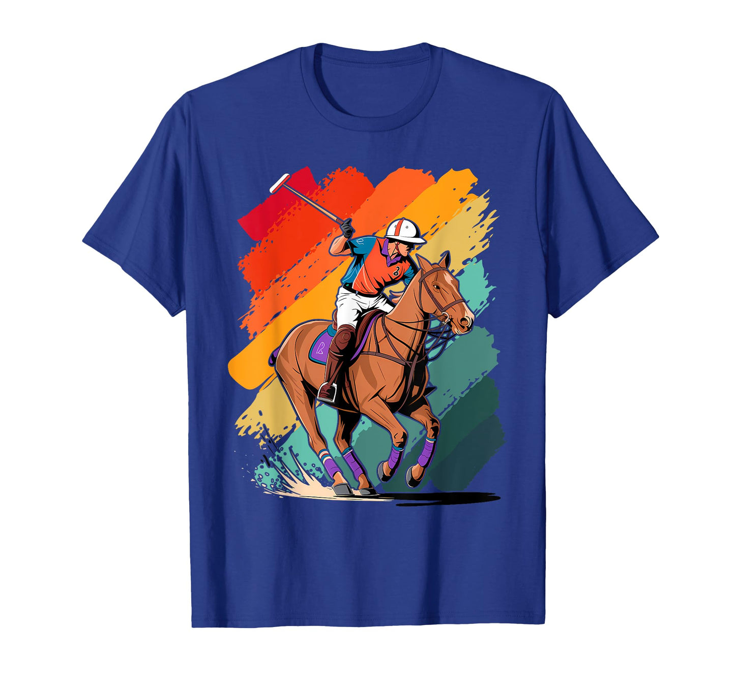 Colorful Polo player Boy on Mens Polo T-Shirt