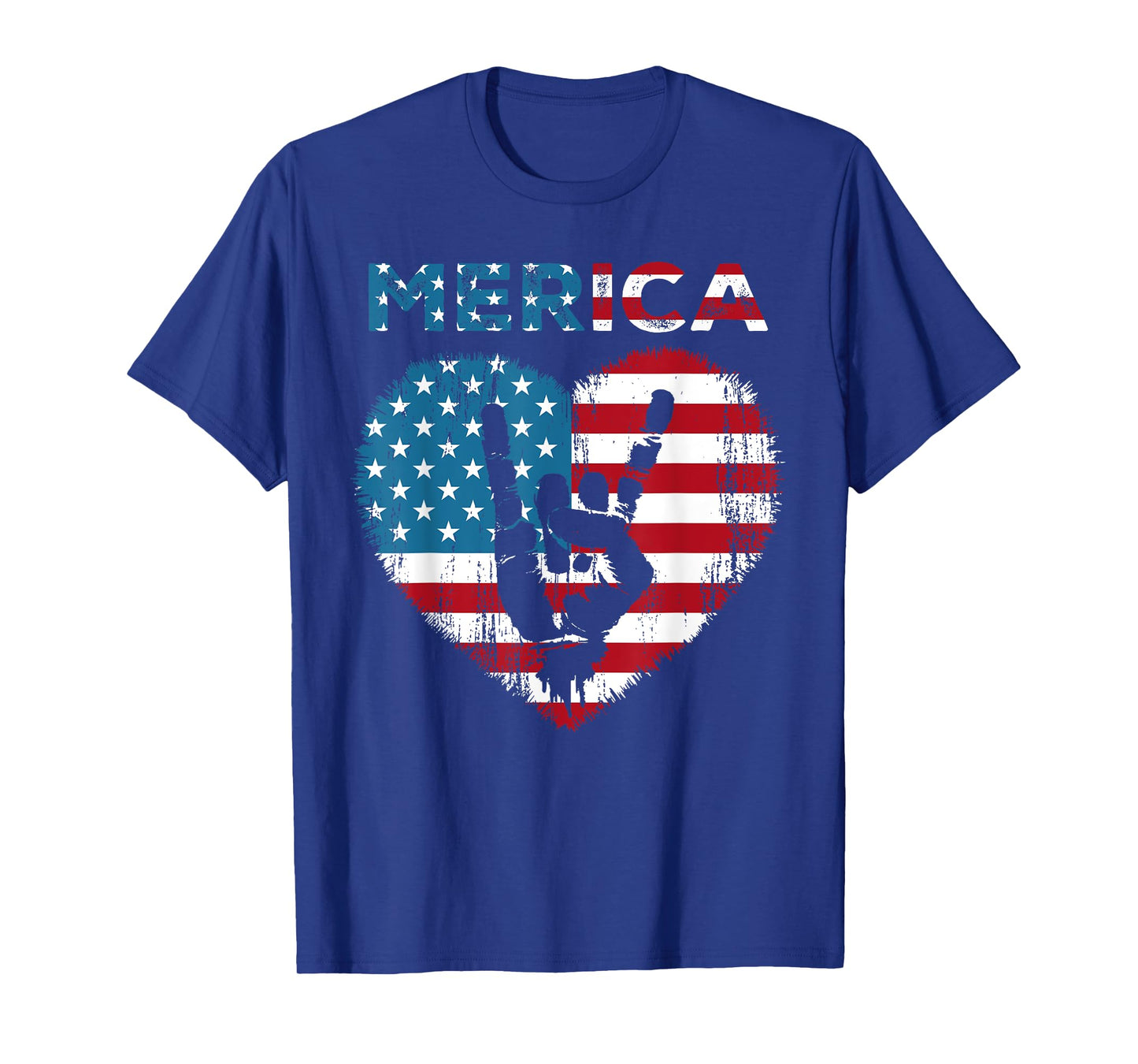 Merica Rock Sign 4th of July American Flag USA Men Women T-Shirt