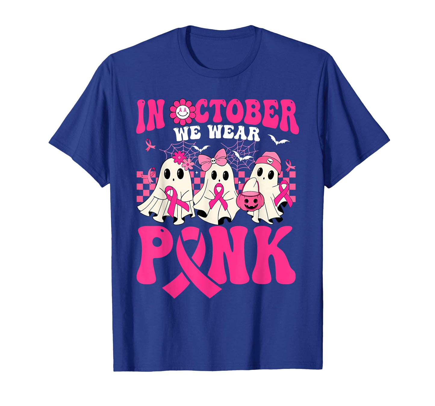 In October We Wear Pink Breast Cancer Awareness Halloween T-Shirt