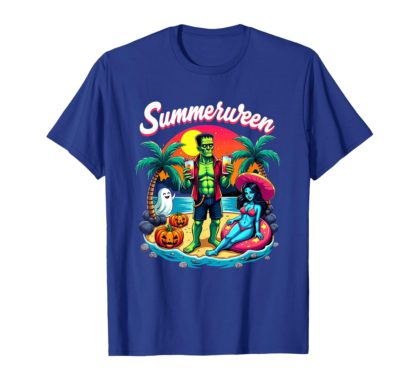 Summerween Summer Halloween Zombie Frankenstein Boo Ghost T-Shirt