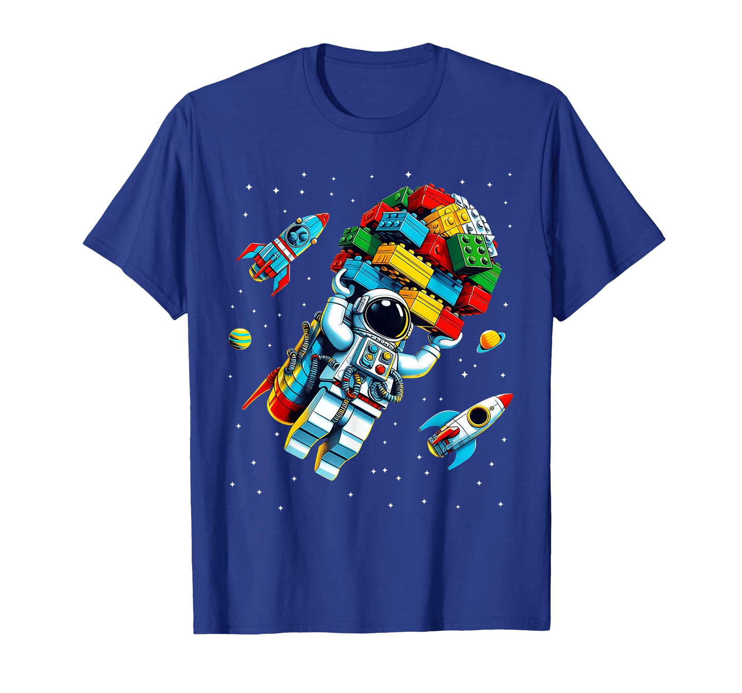 Master Builder Space Astronaut Building Blocks Bricks Boys T-Shirt