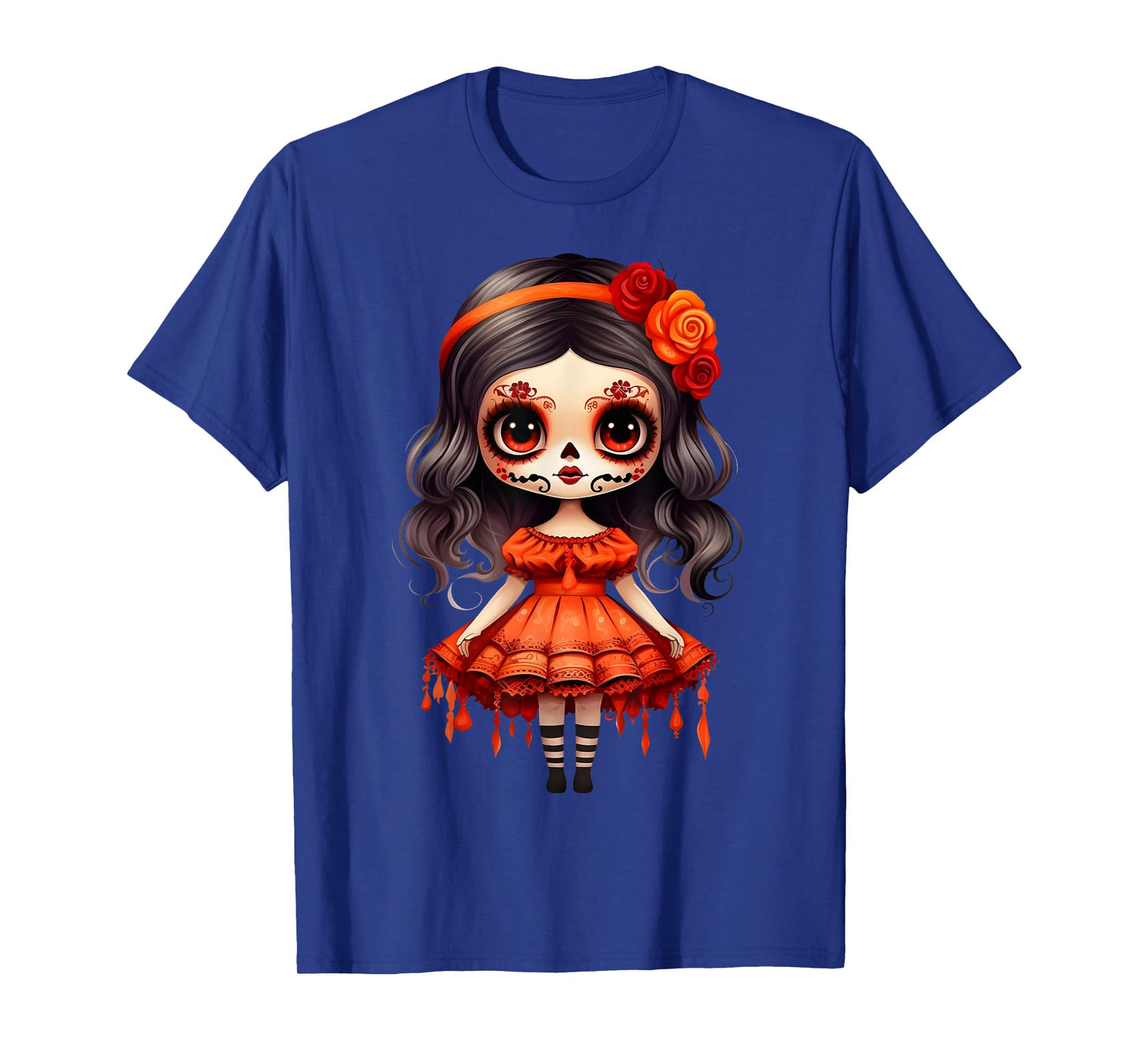 Dia De Los Muertos La Catrina Cute Skeleton Mexican Girl Kid T-Shirt
