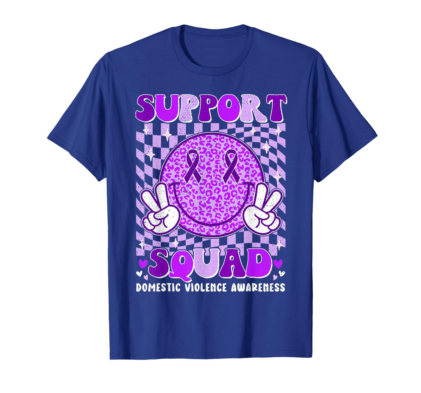 Groovy Domestic Violence Awareness Men Women Support Squad T-Shirt