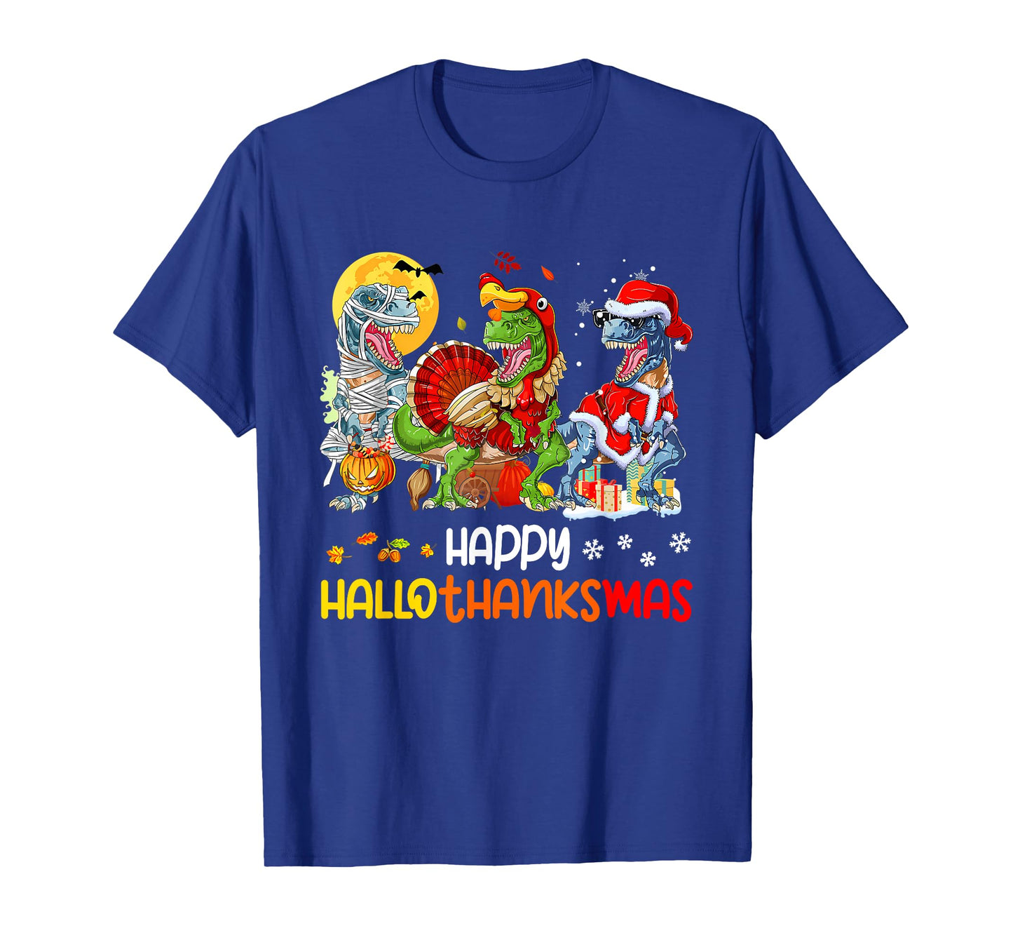 Happy Hallothanksmas Thanksgiving Dinosaur T Rex Turkey T-Shirt