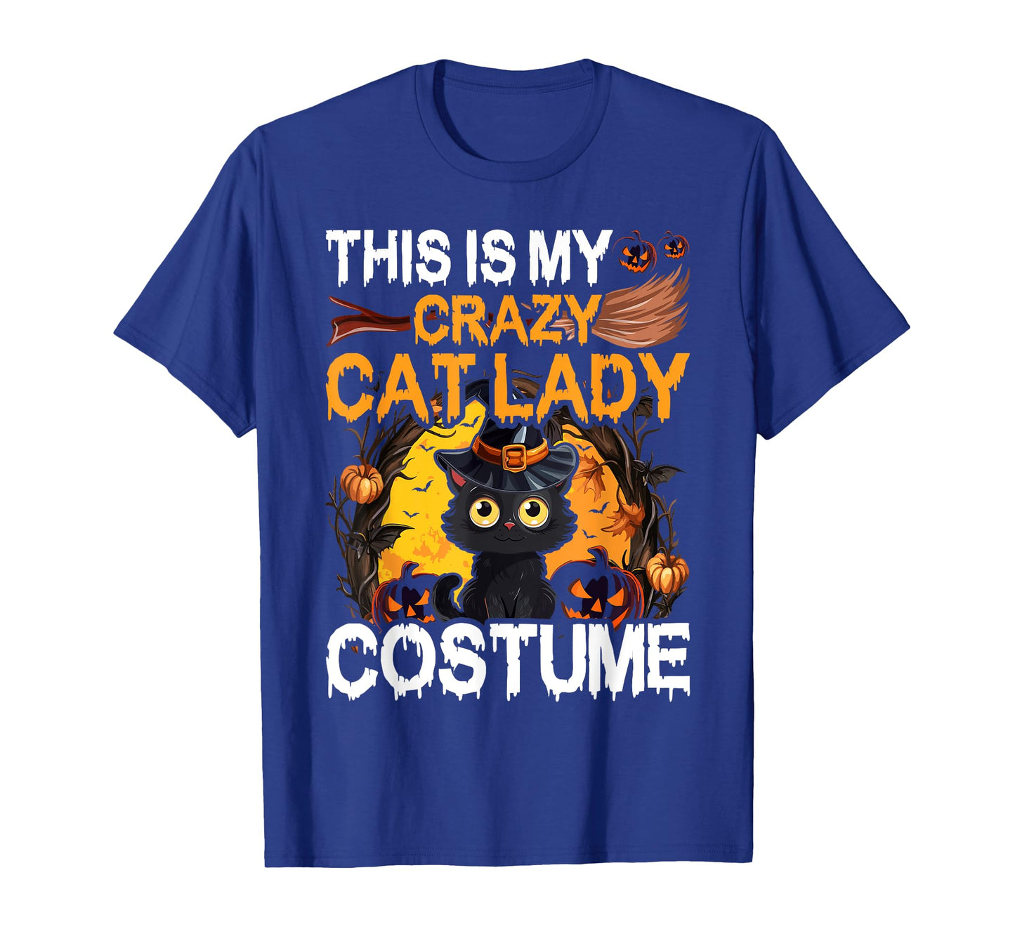 Crazy Cat Lady Costume Black Cat Funny Halloween Day T-Shirt