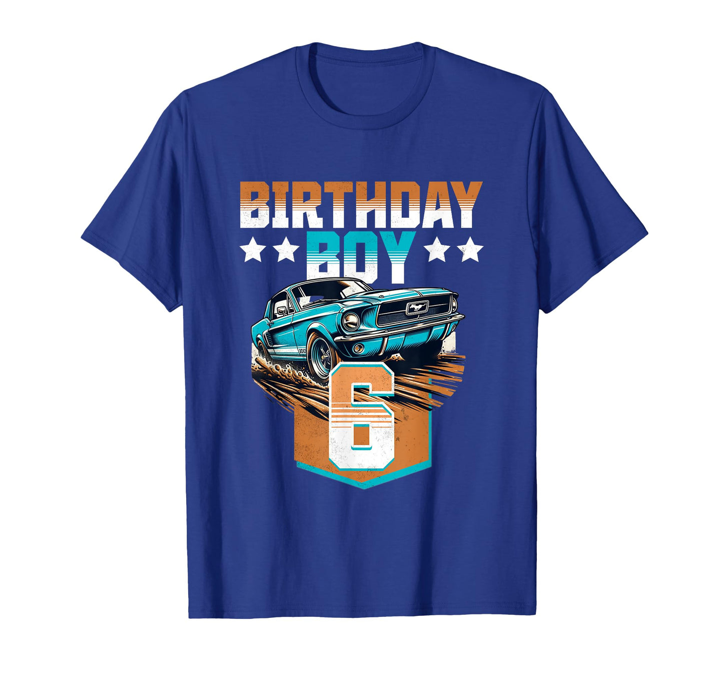 Birthday Boy 6 American Muscle Car 6th Bday Classic Car Kids T-Shirt