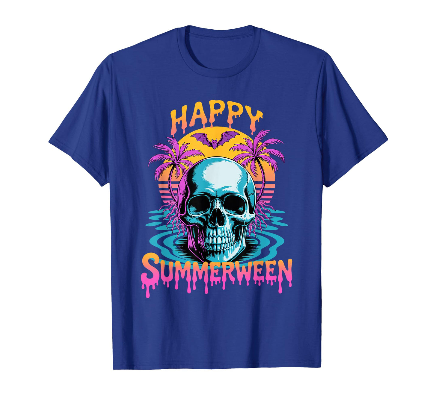 Summer Watermelon Jack-o-lantern Happy Summerween Skeleton T-Shirt