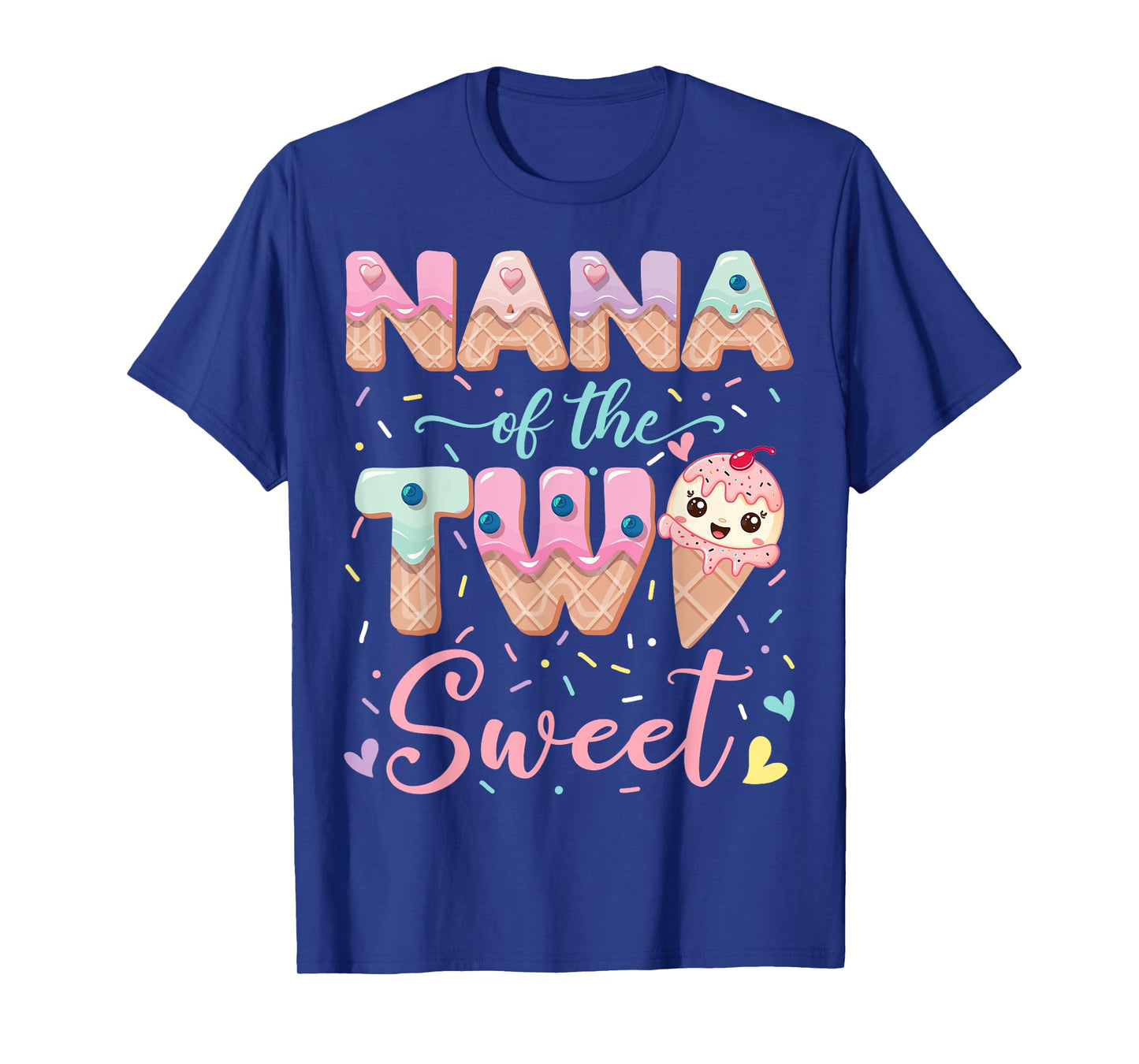 Nana Of The Two Sweet Ice Cream Lover 2Nd Birthday Girl T-Shirt
