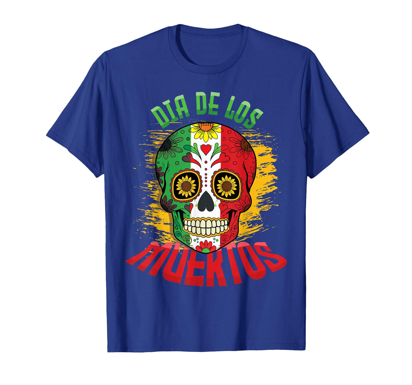 Dia De Los Muertos Mexican Flag Mexico Skull Cool Skeleton T-Shirt