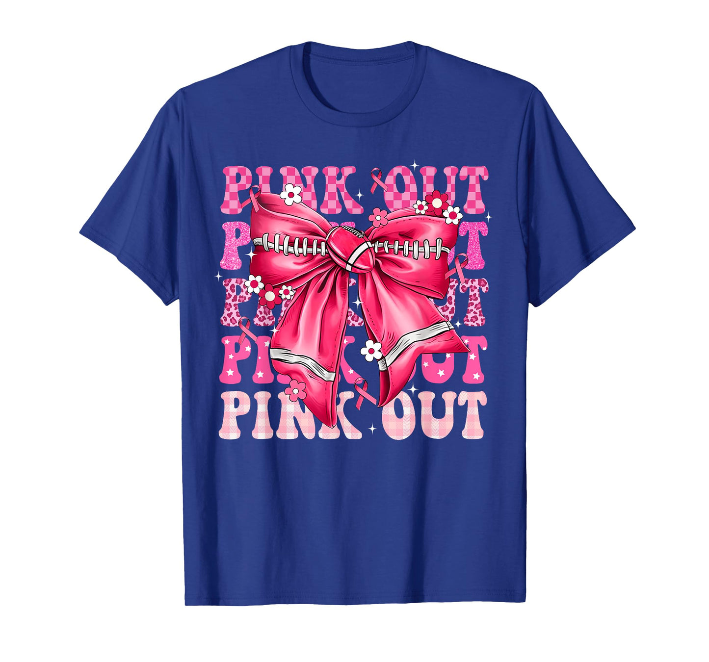 Breast Cancer Awareness Coquette Bow Pink Out Football Team T-Shirt