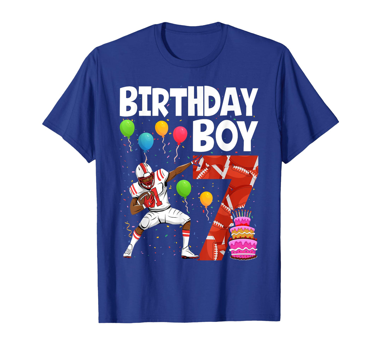 7 Years Old Boy Football Player 7th Football Birthday Boys T-Shirt