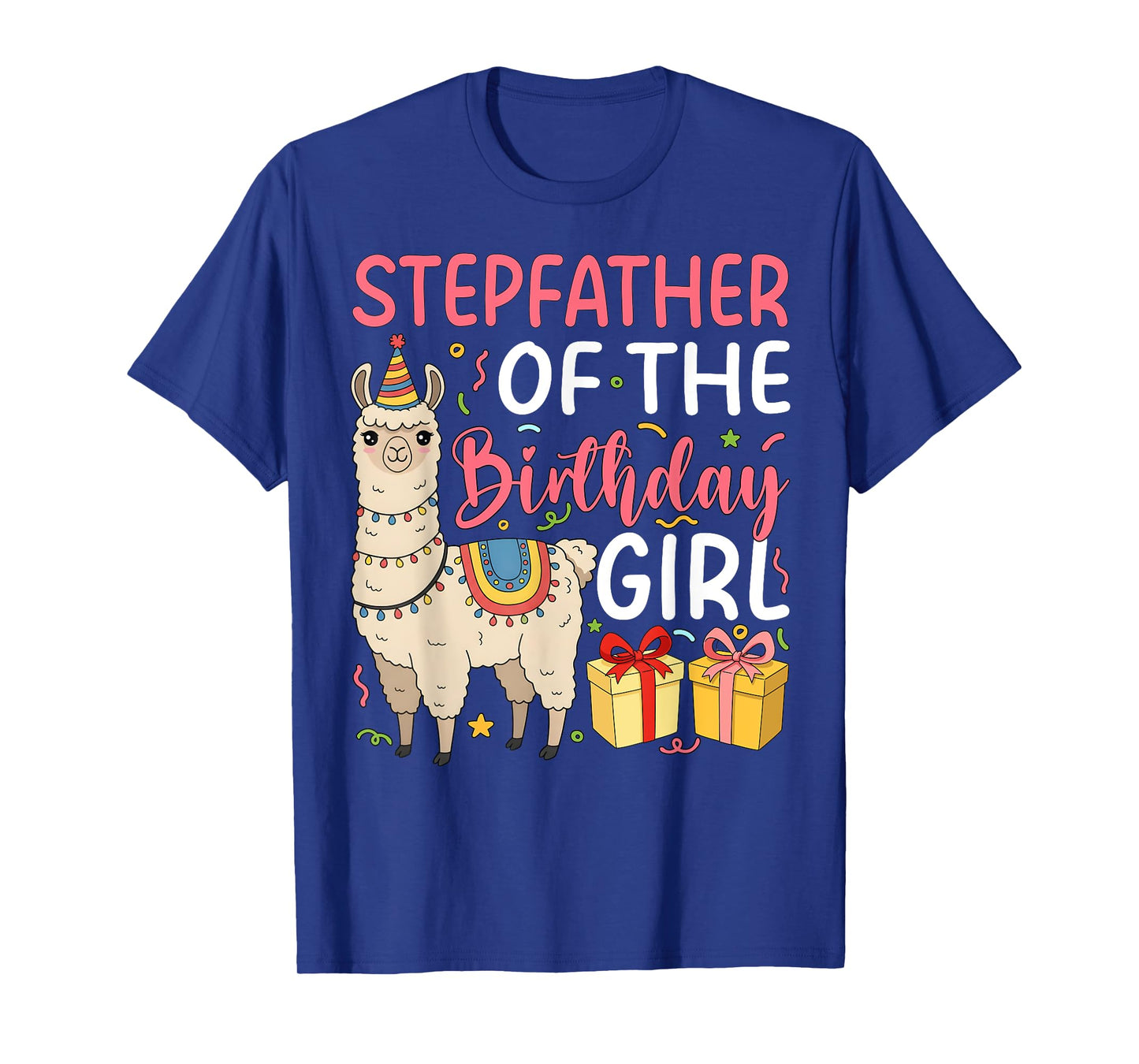 Stepfather of the Birthday Girl Llama Birthday Party T-Shirt