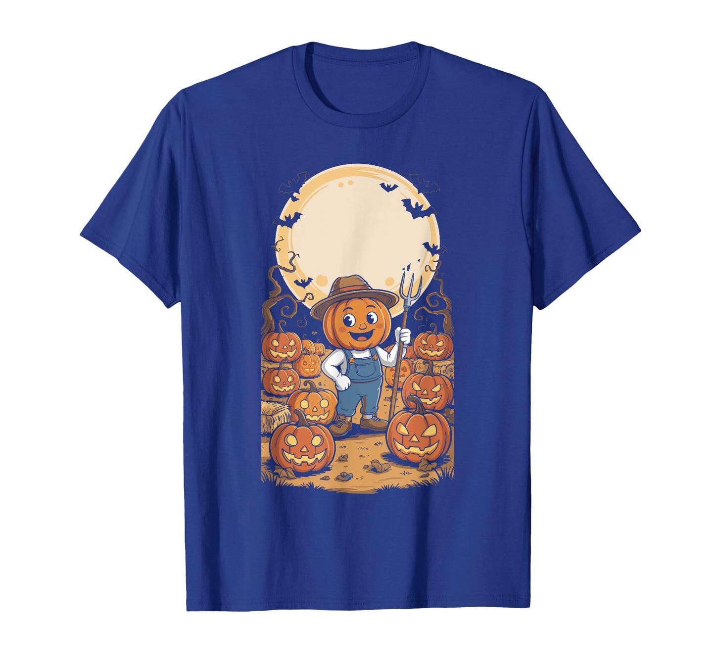 Cute Pumpkin Head Farmer Costume Fall Halloween Vibe Men T-Shirt