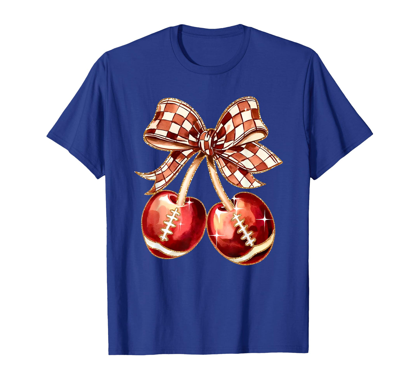 Coquette Bow Cherries Football Mom Game Day Women Girls Kids T-Shirt