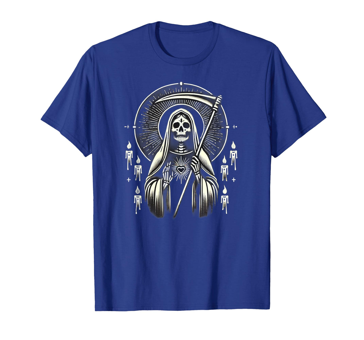 Santa Muerte Sacred Art โ Mystical Skeleton with Scythe T-Shirt