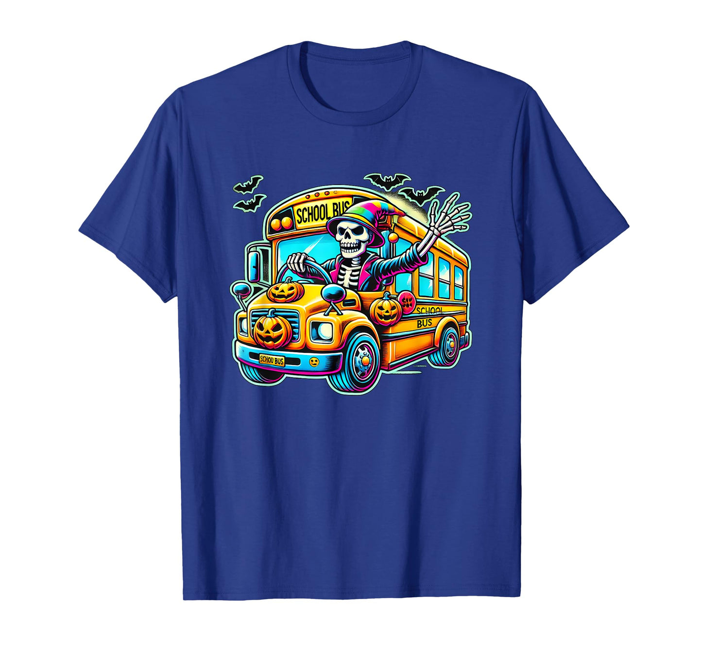 Halloween Skeleton School Bus Driver T-Shirt