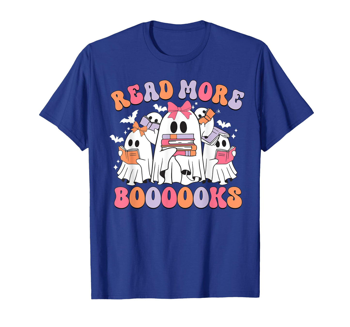 Cute Ghost Book Reading Halloween Funny Books Lover Kids T-Shirt