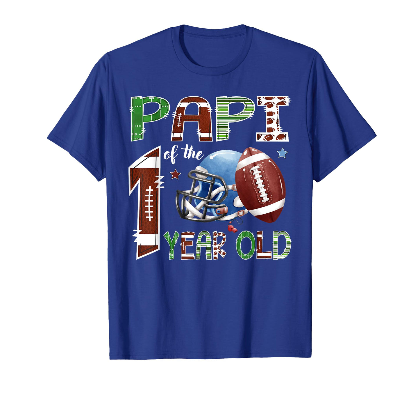 Papi Of The 1 Year Old Football 1St Year Down Birthday T-Shirt