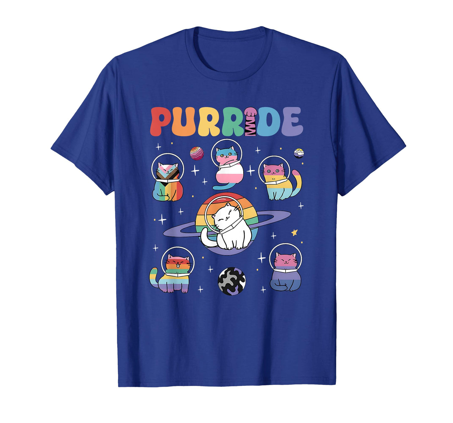 Purride Cat LGBT, Cats In Space, Rainbow Cats LGBT Pride T-Shirt for Men Women