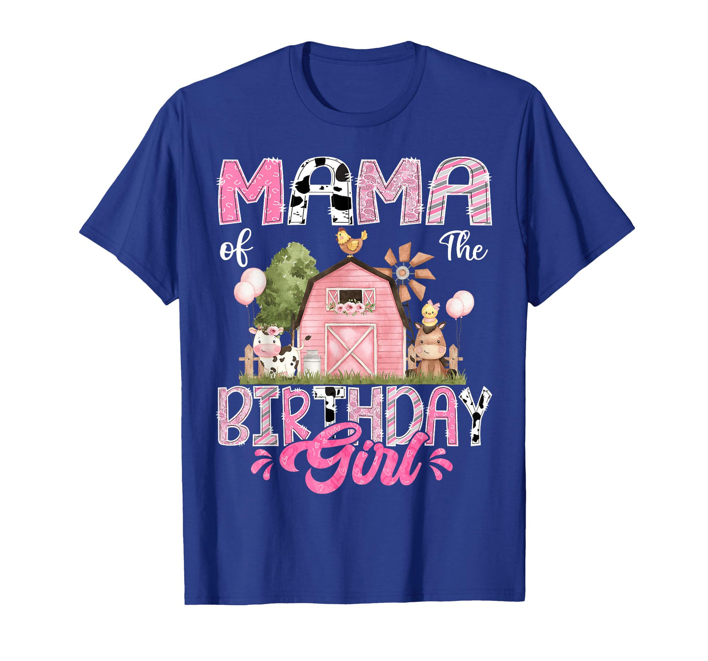 Mama Of The Birthday Girl 1St Birthday Pink Cow Farm T-Shirt