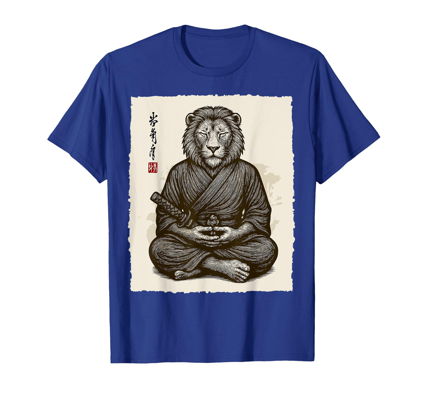 Samurai Warrior Lion Japanese Katana Bushido Animal Art T-Shirt