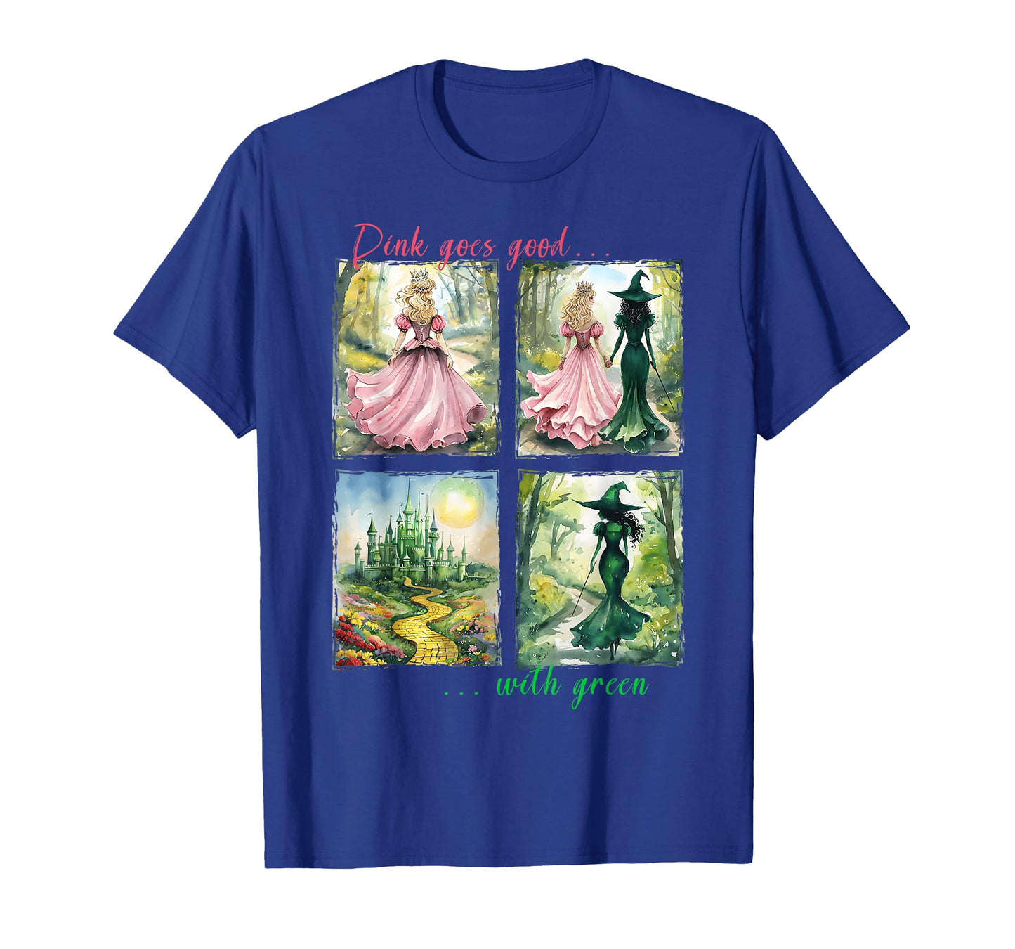 Pink Witch Goes Good With Green Halloween Witch Women Girls T-Shirt
