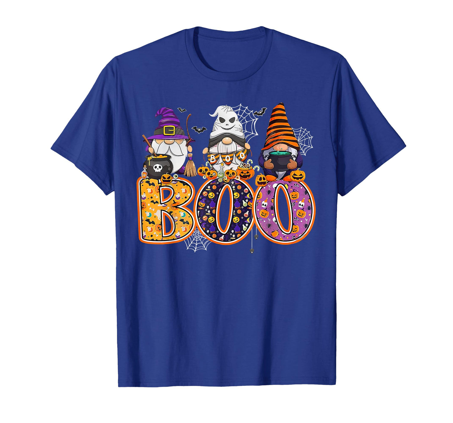 Funny Boo Witch Sipders Pumpkins Happy Halloween Gnome T-Shirt