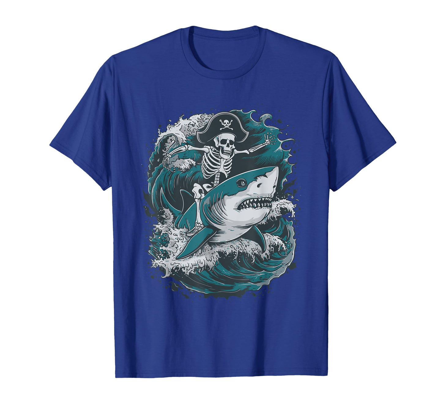 Skeleton Riding Shark T-Shirt