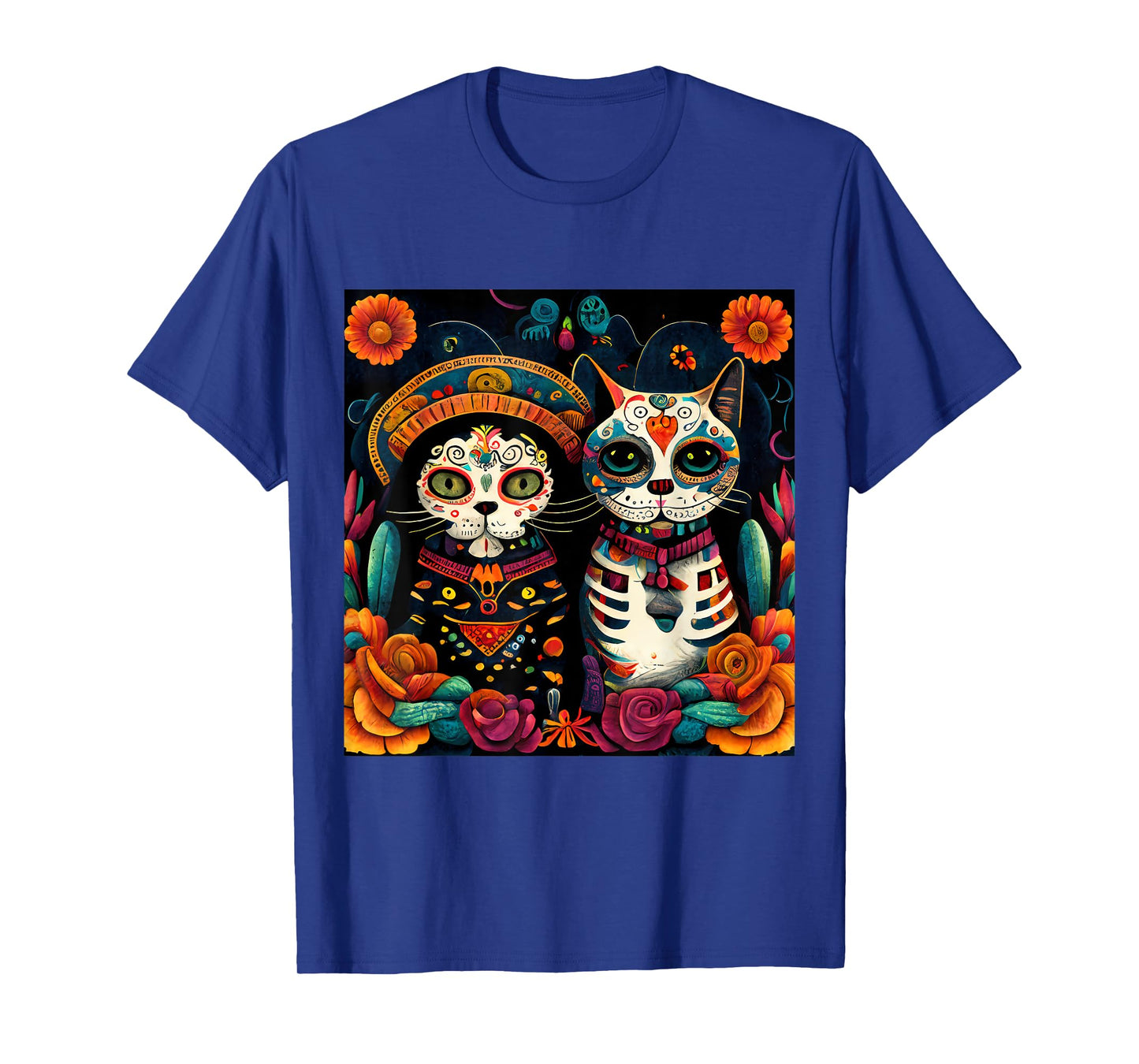 Dia De Los Muertos Shirt Cat Sugar Skull Mexican Men Women Kids T-Shirt