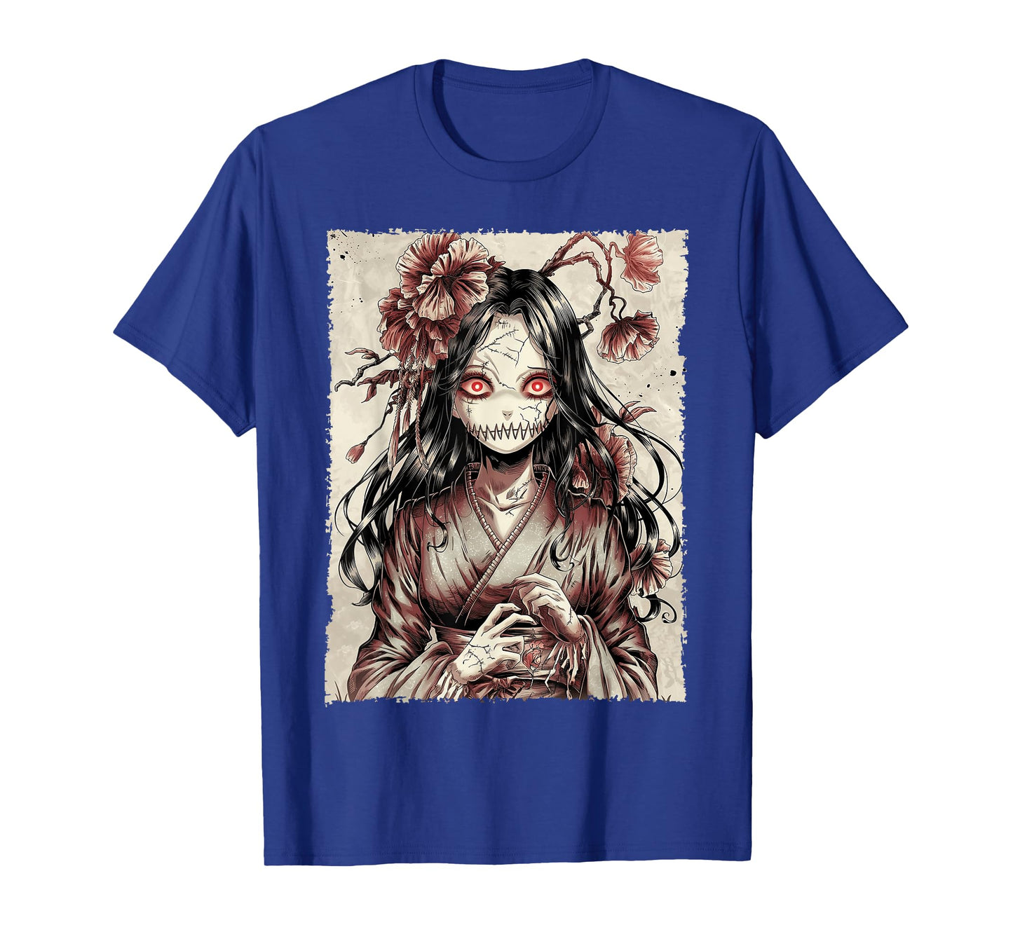 Vintage Horror Anime Girl Manga Japanese Creepy Halloween T-Shirt