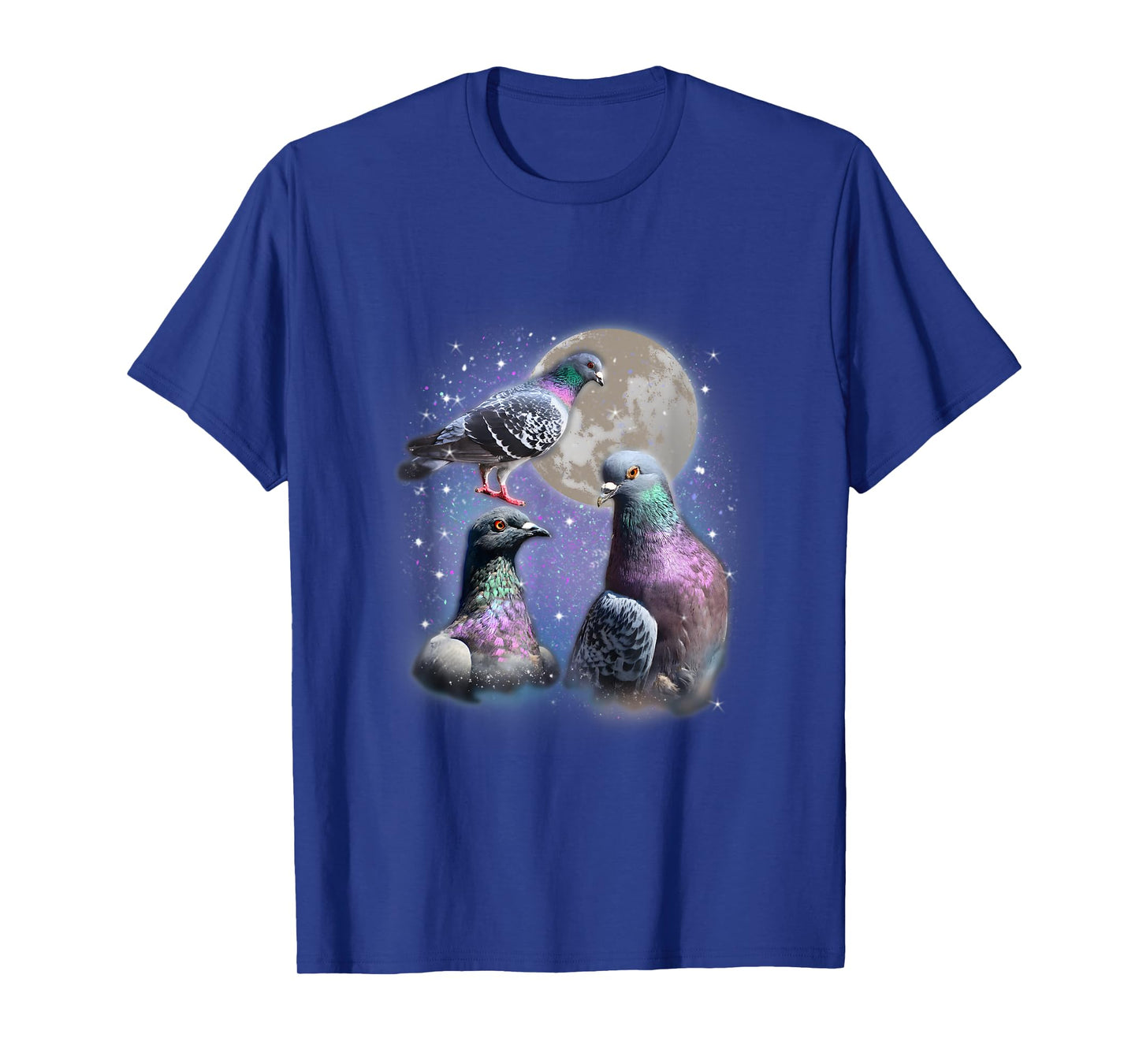 Funny Three Pigeon Retro - Funny Pigeons Howling At The Moon T-Shirt