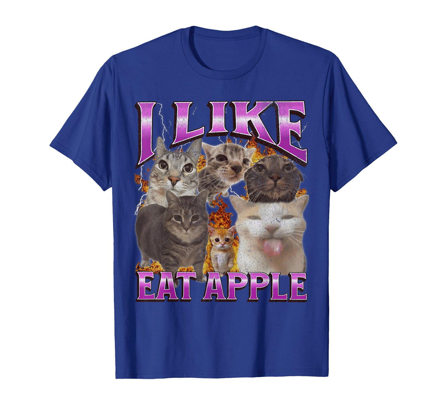 I Like Eat Apple Funny Cat Meme Bootleg Graphic T-Shirt for Men Women