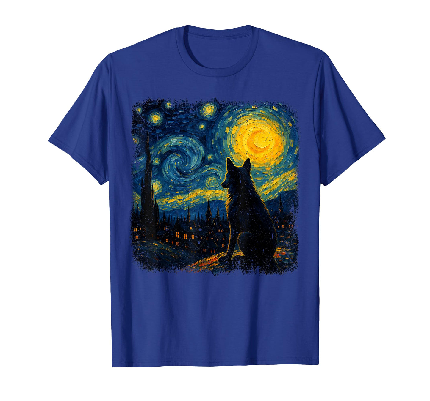 Wolf Starry Night Van Gogh Art Funny Gifts For Men Women Kid T-Shirt