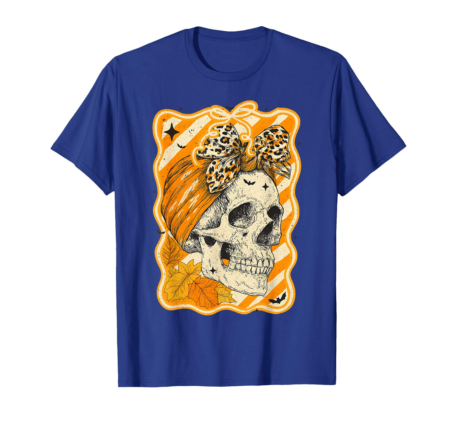HUGvyn Fall Autumn: Skull Fall Bow Halloween Skeleton Women T-Shirt