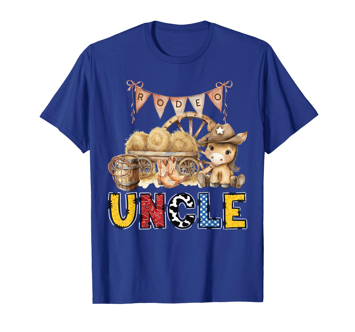 Rodeo Uncle Western Cowboy Birthday Family Matching T-Shirt