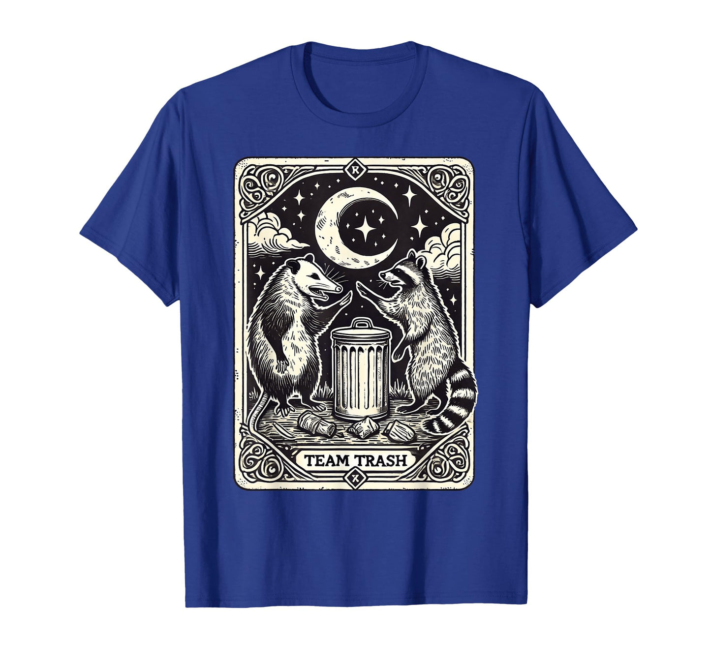 Tarot Card Vintage Team Trash Crescent Moon Opossum Raccoon T-Shirt