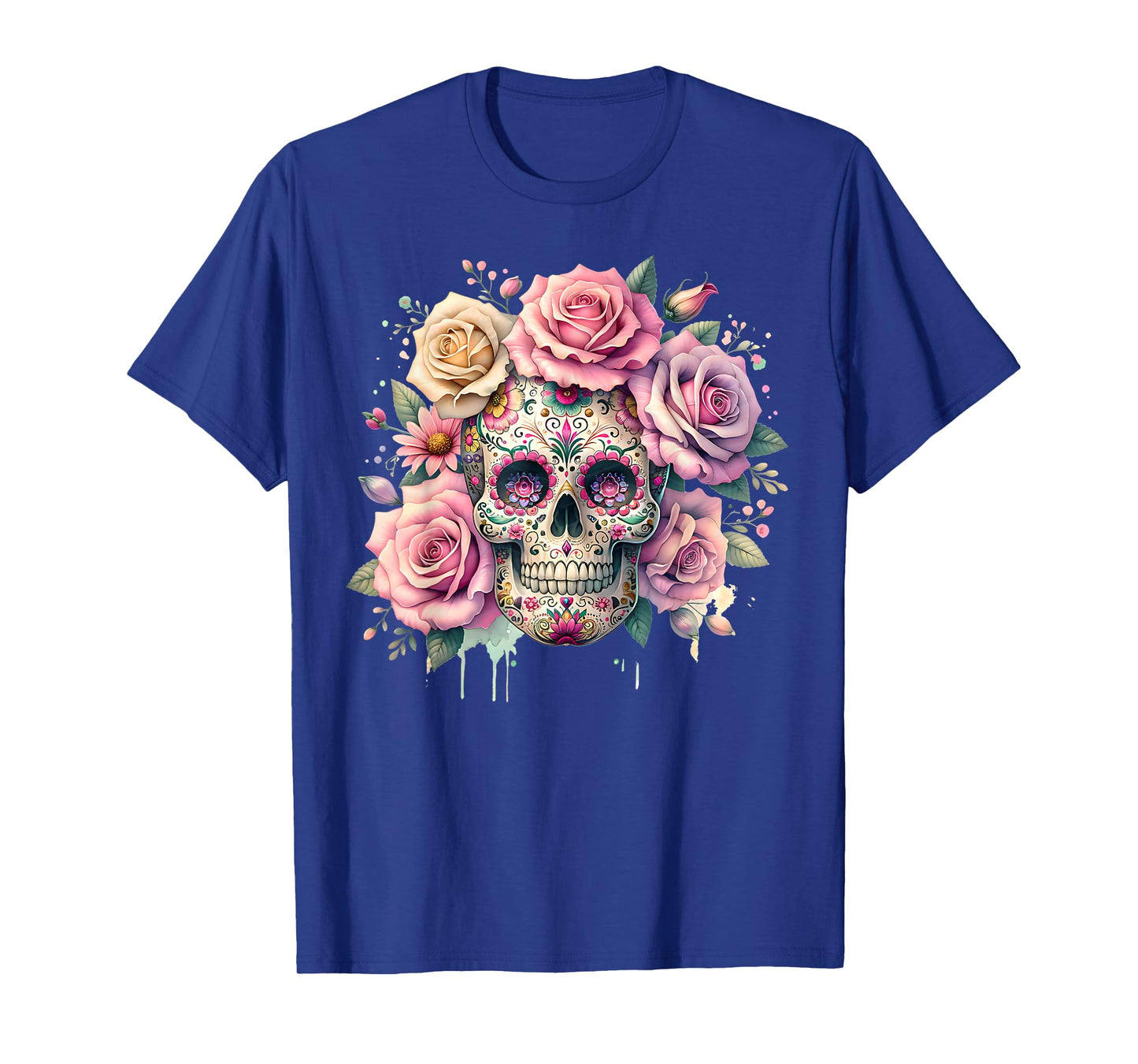 Rose Flower Skull Day Of The Dead Dia De Los Muertos Catrina T-Shirt