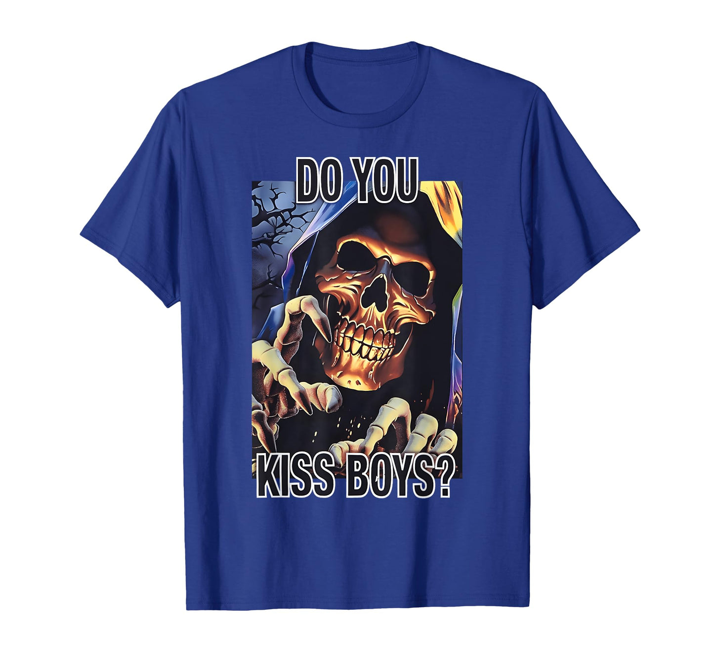 Do You Kiss Boys Rainbow Reaper Skeleton LGBTQ Pride Vintage T-Shirt