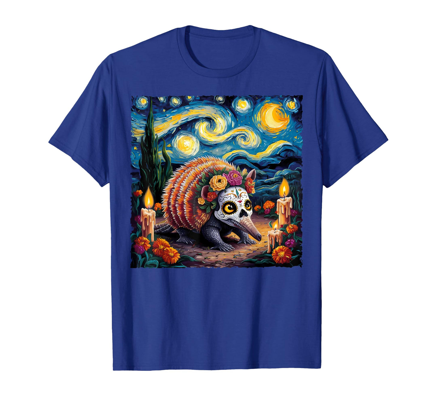 Armadillo Van Gogh Style The Starry Night Day Of Dead Funny T-Shirt
