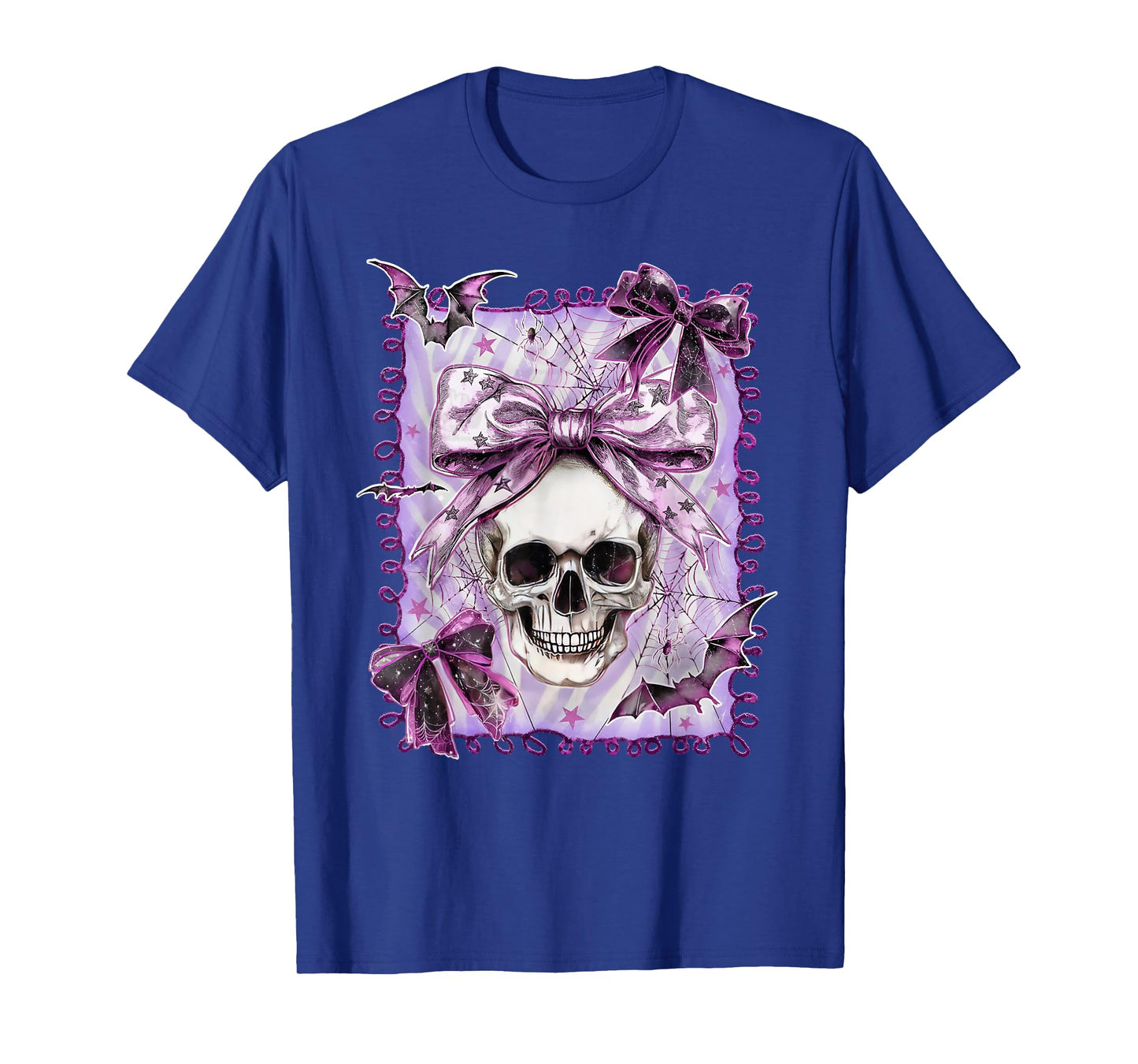 Coquette Bow Skull Skeleton Spooky Season Halloween Funny T-Shirt