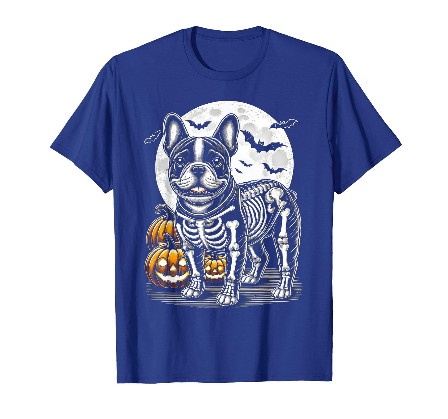 Cute Halloween Skeleton French Bulldog Puppy Bones Costume T-Shirt