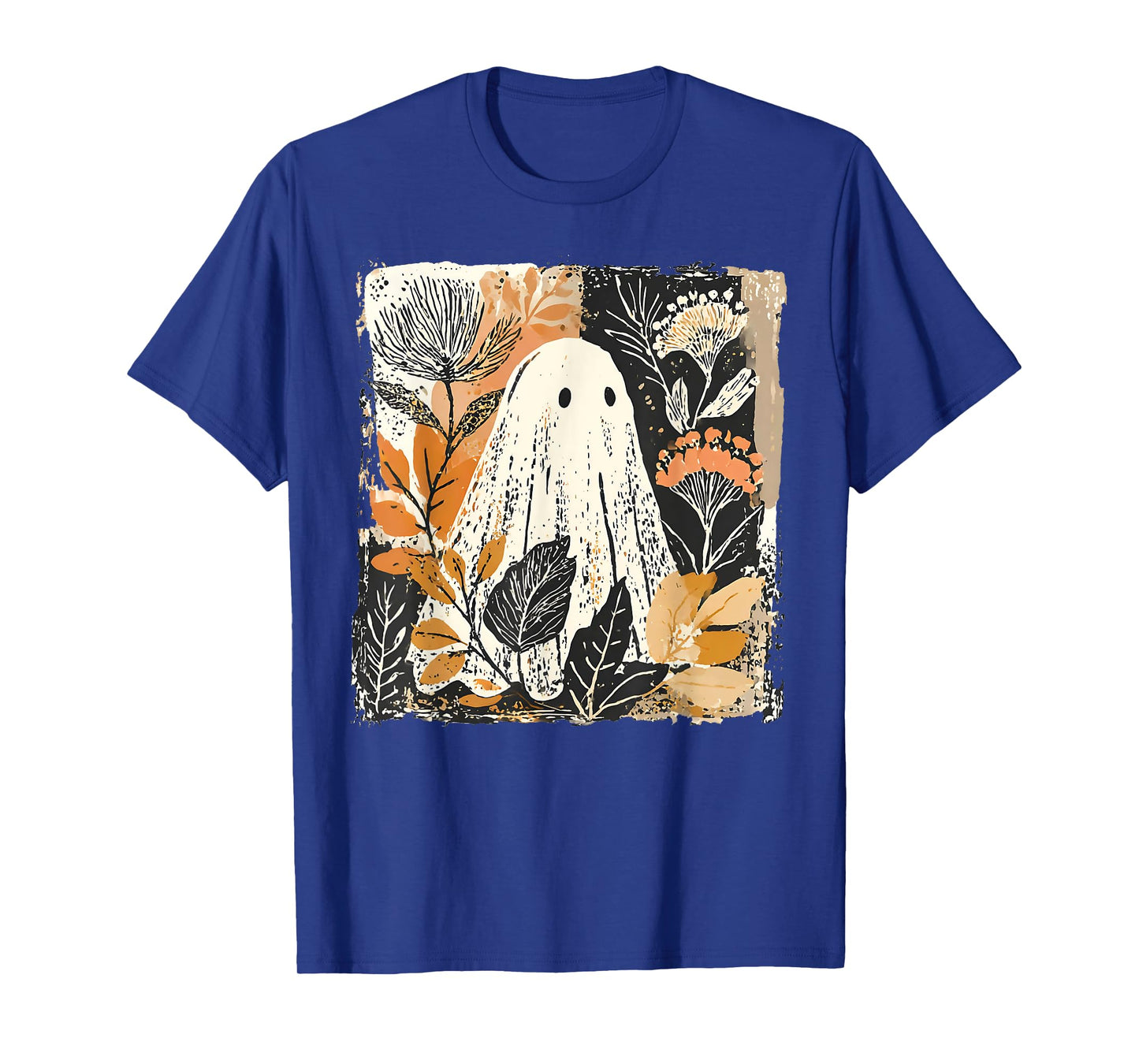 Funny Ghost Wildflower Spooky Season Happy Halloween Vintage T-Shirt
