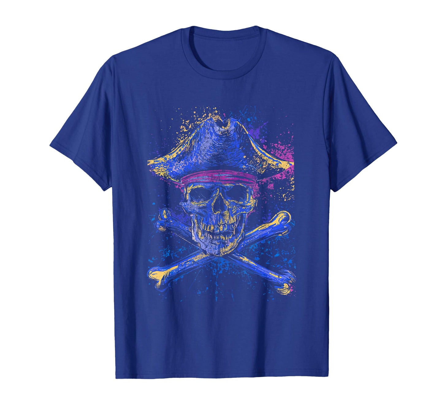 Skull Crossbones Skeleton Jolly Roger Flag Halloween Vintage T-Shirt