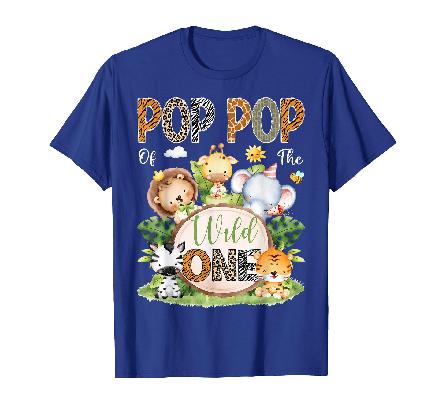 Pop Pop Of The Wild One 1St Birthday Kids Safari Jungle T-Shirt