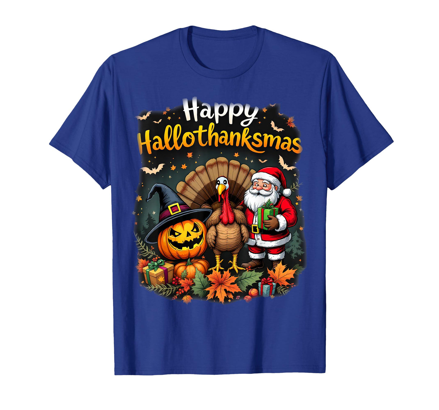 happy hallothanksmas for halloween thanksmas holiday season T-Shirt