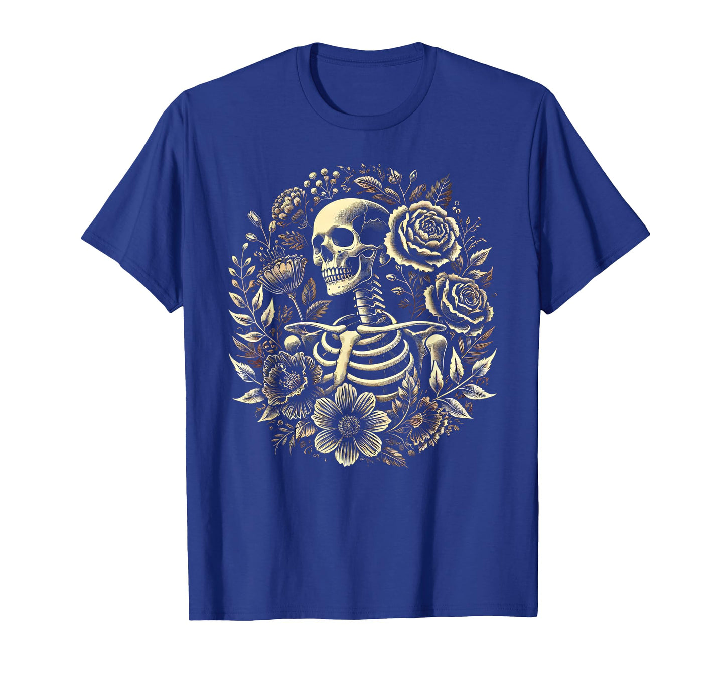 Floral Skeleton Flowers Goth Occult Death Dark Aesthetic T-Shirt