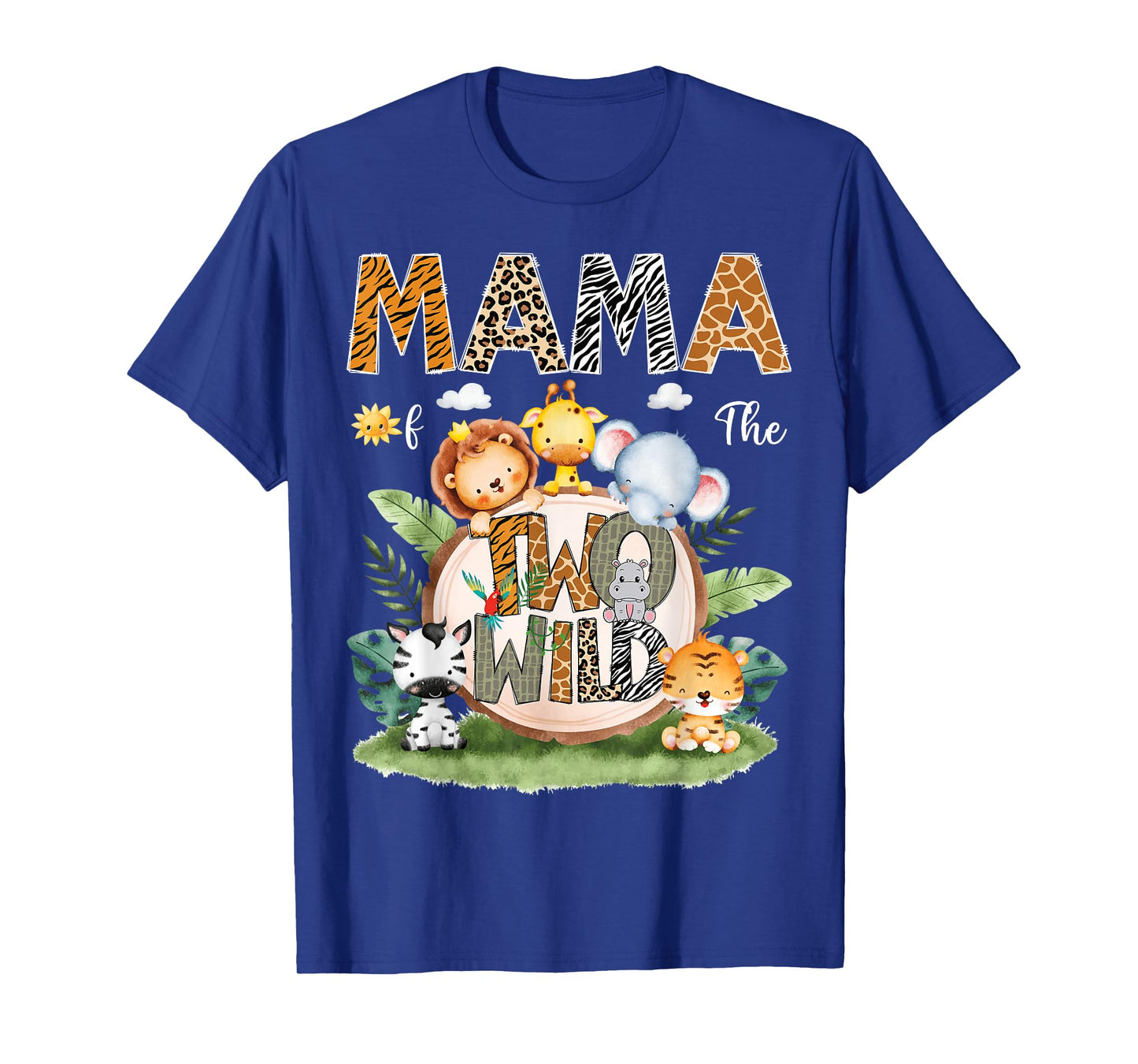 Mama Of The Two Wild 2Nd Birthday Safari Animal Lover T-Shirt